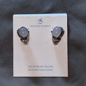 Sterling silver earrings with moonstones and CZ details.